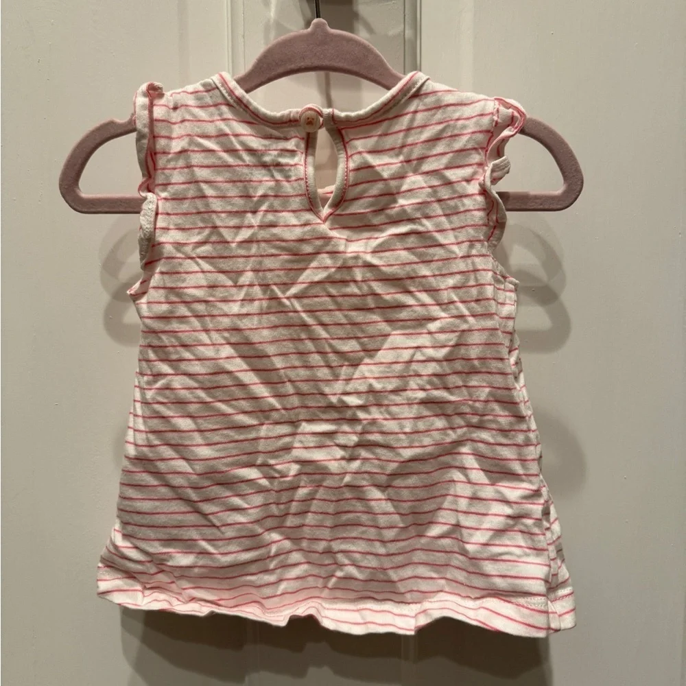 Carter’s 18M Pink & White Striped Girls Strawberry Short Sleeve Top Blouse